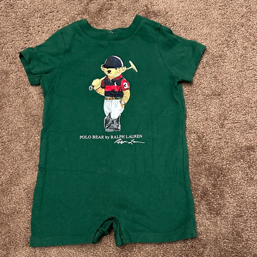 Ralph Lauren Polo Bear Green Romper